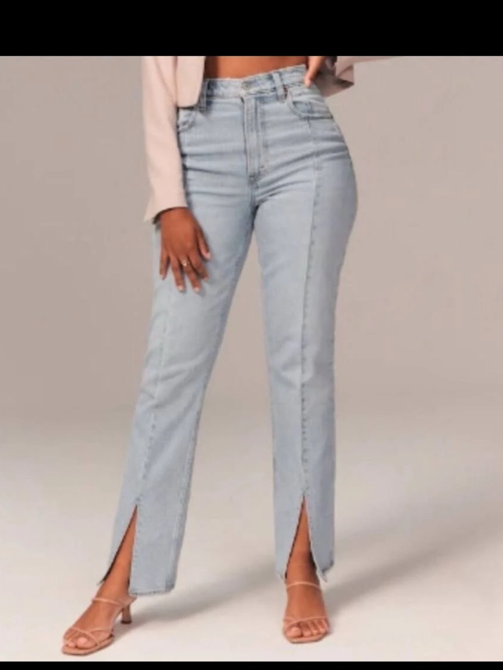 Abercrombie & Fitch Light Blue Straight-Leg Jeans with Front Slits